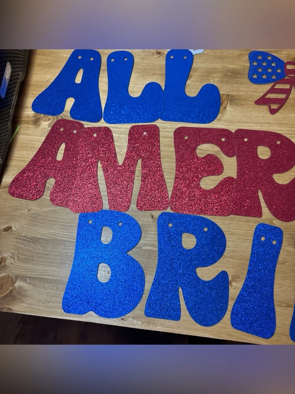 All American Bride Banner, Red, Blue, Silver Engagement Rings/Stars